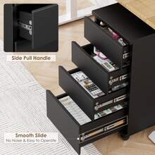 Mobile Filing Cabinet With 4 Drawers, Under Desk Filing Cabinet With Wheels, Office Cabinet For Home And Office, White/Black, 33 X 39 X 63.5 Cm - 黑色 - 查看 2