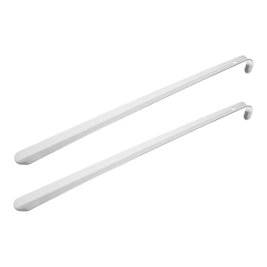 Shoe Horn, 2Pcs Stainless Steel Curved Handle Thickened Shoe Helper, Metal Shoe Horns For Women Men Adults Seniors Boots - Black 28" - View 1