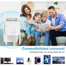 LONGLIV Repetidor de Señal Wi-Fi 1200Mbps, Extensor Universal de Señal Wi-Fi, Potenciador de Señal WiFi, Doble Banda (2.4G 300Mbps/5G 867Mbps), 4 Antenas, Ldeal para Casa y Oficina(Negro) - blanco - Ver 7