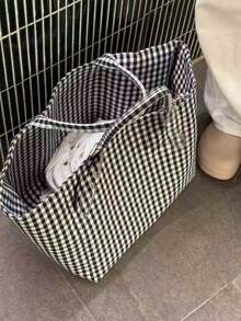 2026 New Leopard Print Canvas Tote Bag, High-End Casual Commuter Shoulder Bag With Large Capacity For Women