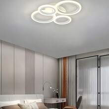 Lampu Plafon LED Interlocking 4/6 Cincin Modern, Lampu Gantung Plafon Bundar Model Flush Mount, 3 Suhu Warna yang Dapat Diredupkan, 3 Pilihan Warna Emas, Hitam, Putih, Lampu Plafon Cincin Minimalis untuk Ruang Tamu, Kamar Tidur, Lorong, Dekorasi Pencahayaan Dalam Ruangan Rumah - MultiWarna - View 6