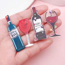 Christmas Wine Charms, 4/8 Pcs Euro-American Style Wine Bottle Glass Acrylic Pendants For DIY Earrings & Necklaces.