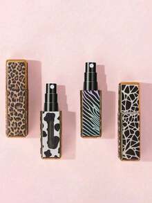 1pc 5ml Textured Leopard Print Square Perfume Refill Bottles, Portable Refillable Perfume Spray Bottle,Leopard Print And Flower Pattern Mini Travel Spray.Portable Travel Bottom Direct Filling Perfume Bottles, Square Portioning Bottle, Spray Bottle.Reusable. Liquid Separation Bottles - 彩色 - 查看 6
