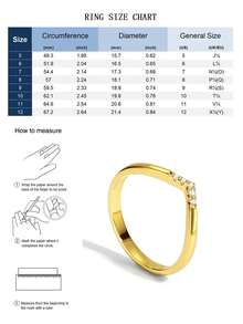 Charm-In 1 件时尚简约 18K 镀金黄铜几何锆石戒指，情人节、母亲节礼物 - 金色 - 查看 9