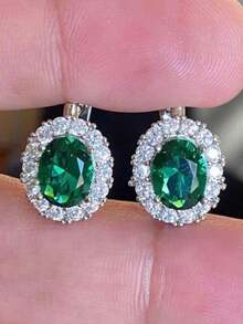 1 Pair Vintage Luxe Style Earrings Embellished With Zirconia Jewelry Party Wedding Ear Accessories For Women(No Box)