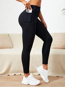 Summer Workout Women's Black Butt Lifting & Waist Slimming Peach Hip Gym Fitness Sports Outdoor Yoga Leggings - Black - View 3