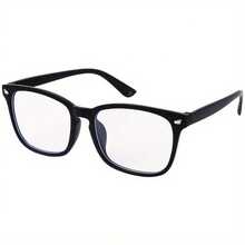 Rectangle Blue Light Blocking Glasses - Anti-Blue Light Computer And Gaming Glasses, Fashionable Black Frame With White Lenses, Digital Screen Stress Relief, Simple Tech Accessories, Durable Glasses - màu đen - Xem 9