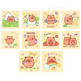 每卷 300 张贴纸，带有可爱的水豚图案，适用于装饰日记本、笔记本、信封、圣诞礼物、学校和办公用品、DIY 项目和防水 PVC 贴花