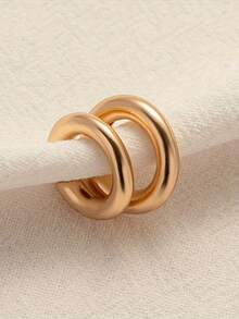 CVNANA 1 对朋克风格不对称圆形无穿孔耳夹，简约时尚合金夹式耳环，适合女士、日常和度假佩戴 - A - 查看 2