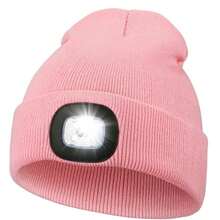 1pc Unisex Beanie Hat With LED Light, LED Light Replaced With Button Battery Knitted Hat, Hands-Free Headlight Hat, Suitable For Night Walking, Camping, And Hunting - Luminous Knitted Hat - View 14