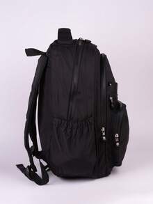 Large School Backpack For Notebook Pink Resistant Multiple Pockets Work Nylon Reinforced School College - Negro - Ver 5