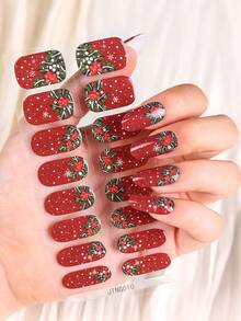 Tiras de unhas de gel semi curadas, adesivos retrô de Natal com padrões clássicos como flocos de neve e renas, funcionam com qualquer lâmpada de unha, adesivos de decoração de unhas com qualidade de salão, adesivos de decoração de unhas faça você mesmo para mulheres e meninas, salão de arte de unhas - Multicolorido - Ver 16