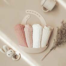 7 件 100% 纯棉柔软透气 4 层纱布拍嗝巾、婴儿吐奶巾、吸水口水围兜、适用于婴儿、湿巾、毛巾 - 彩色 - 查看 5