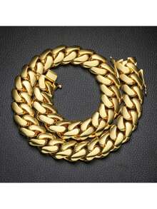 20mm 316L Stainless Steel Miami Curb Chain Nekclace Or Bracelet  For Men Jewelry Cuban Link Chain Necklaces For Men Gold Chain Cuban Link Chain Women Baddies Chain Accessories Suitable As Valentine's Day Gift, For Party And Daily Wear Auspicious New Year Gifts - 20毫米(0.78吋) - 查看 8
