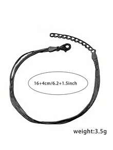 1pc Multi-Layer Snake Bone Bracelet, Minimalist Men's Snake Chain Bracelet - Gun Black - View 5