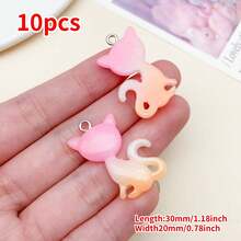 10 buc pandantive cu rășină mixtă aleatorie, în două tonuri, cu gradient de pisici, pentru brățări, coliere și cercei DIY - Consumabile pentru realizarea de bijuterii fine, cu formă drăguță de pisică, pentru decorare artizanală lucrată manual