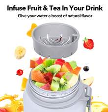 Motivational Water Bottle With Time Marker And Fruit Strainer, Leak-Proof, With Carrying Strap, Perfect For Fitness, Gym And Sports - 灰黑 - 查看 6