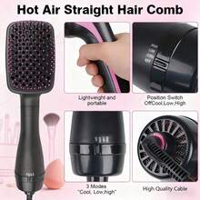 1PC Hair Dryer Brush Blow Dryer Brush In One, 3 In 1 One Step Hair Dryer And Styler, Negative Ion Hair Straightener Hot Air Styling Tool For Straightening Drying Smoothing Mother's Day Gift, Birthday Gift, Christmas Gift - 查看 5