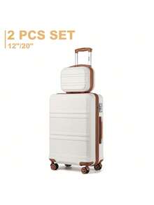 4/2-Piece Luggage Set With Cosmetic Case – Lightweight Hard-Shell Suitcases Made Of ABS+PC With TSA Lock & 360° Double Wheels – 20" Carry-On & 24"/28" Checked Luggage – Stylish Travel Suitcase For Holidays, Business Trips & Gifts – YKK Zipper - 米色 - 查看 2