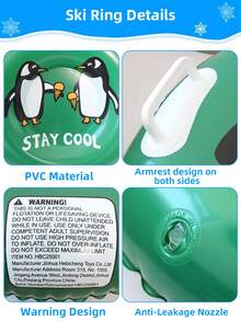 31.49 英寸滑雪板、成人充气滑雪板、加厚重型雪橇（带耐寒 PVC 和凸起手柄）、户外雪橇冬季玩具、圣诞雪橇礼物、圣诞雪人、派对娱乐、圣诞雪人 - 彩色 - 查看 8