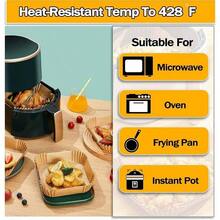 Papel para freidora de aire 125 piezas 9 pulgadas silicona doble cara cuadrado antiadherente para hornear microondas sartn - Cuadrado - Ver 4