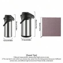 1.9/4 Liter Thermal Coffee Pot With Lever Pump And Cleaning Cloth, Portable Stainless Steel Coffee Carafe, Keeps Drinks Hot, Suitable For Coffee, Hot Water, Beverages, Cocoa, Etc.