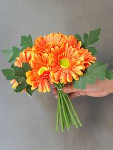 1束12头仿真菊花和向日葵，桌面装饰，摄影道具，花束