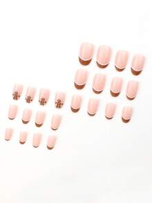 24片椭圆形浮雕美甲贴纸，棕色和秋冬色系，简约姜饼人设计（带有可爱的姜饼人元素），浮雕美甲贴纸套装，亚克力浮雕美甲贴纸，假指甲，适合女性约会、派对、日常工作、新年礼物、聚会和其他场合，增添您的魅力。 - 棕色 - 查看 6