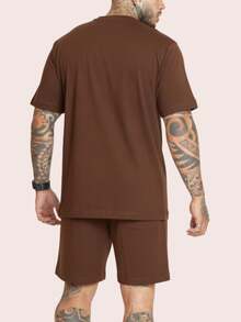 Kit Set T-Shirt Shorts Sweatshirt Cotton Style Stylish Foreign Blogger End Of Year Christmas Promotion - Rust Brown - View 2