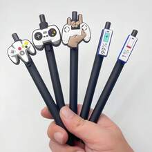 1 Stücke / 3 Stücke / 5 Stücke / 10 Stücke kreative Spielcontroller Kugelschreiber in runder Form, ein süßer und attraktiver Druckknopf-Schreibstift mit hoher Qualität, ein verspielter und niedlicher schwarzer und weißer Spielcontroller, Schulmaterial, Schreibstift für Lehrer, Büromaterial
