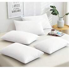 Pack Of 1/2/4 - White Silk And Cotton Pillow Core - Highly Elastic, Soft And Fluffy Silk And Cotton Decorative Pillow, Home Textiles - Soft And Fluffy Pillow Core, Antibacterial And Anti-Mite - No Deformation - Home Use - Soft And Comfortable Neck Pillow, Suitable For Bed, Sofa, Bedroom, Car, Travel And Other Home Decorations, Multiple Sizes, Two Styles Available - A Gift Of Love - 白色 - 查看 4