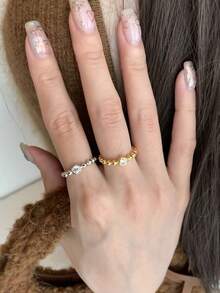 1枚不锈钢复古泡泡水晶戒指，独特复古精致戒指，散发优雅气息 - 泡泡戒指 - 查看 3