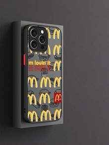 Phone Case For IPhone 11 12 13 14 15 16 Pro Max 14 Plus 15 Plus 16 Plus Complete Package Transparent Black Matte With McDonald's Pattern Funny Phone Case - 黑色 - 查看 8