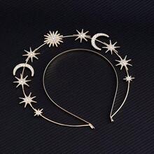 神秘浪漫星月太陽髮箍 金色水晶裝飾頭飾 新娘婚禮髮型攝影配件 夏季海灘節慶生日適用 - 彩色 - 查看 10