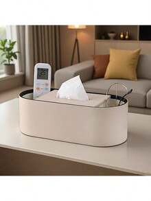 Hộp đựng khăn giấy da PU hai ngăn hình bầu dục, giá đựng khăn giấy đa năng, hộp đựng điều khiển từ xa, hộp đựng đồ trang nhã, hộp đựng khăn ăn (Quà tặng ngày lễ) - Nhiều màu - Xem 6