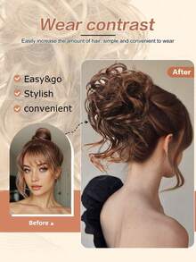 凌乱发髻发片波浪卷发合成发髻松紧带发髻假发圈马尾辫接发女款 - 彩色 - 查看 6