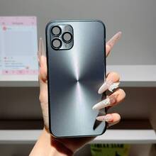 Capa para celular de alta qualidade com efeito laser aurora CD, acabamento metálico fosco iridescente e lente de vidro HD integrada, à prova de choque, compatível com as séries 17, 16, 15, 14, 13, 12 e 11. - Preto - Ver 8