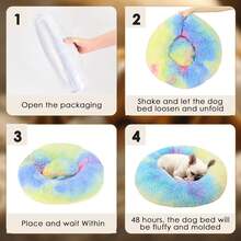 20in Calming Donut Washable Round Fluffy Pet Bed For Indoor Small And Medium Dogs And Cats (Light Grey) - Cầu vồng - Xem 6