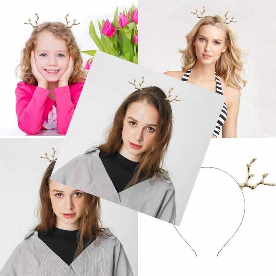 Reindeer Antler Headband Christmas Deer Antler Hairband Fawn Horn Hair Bands Women Hair Hoop Headpiece Accessories