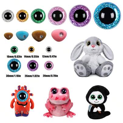 12-30mm Plastic Shiny Glowing Safety Eyes With Washers, Various Colors For Stuffed Animals, Dolls, Teddy Bears, Puppets, And DIY Craft Projects
