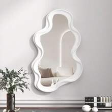 Irregular Wall Mirror,With Hook Asyetrical Border Bathrooirror 16 * 10.2in,Creative Modern Drative Vanity Mirror For Bedroom Living Room Entryway(08,White,24331722 - 白色 - 查看 1