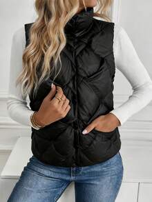 1 pièce Veste/manteau en tweed casual à ourlet asymétrique, idéal pour les sorties de Noël, les fêtes, les voyages, les thés et brunchs, les aéroports en automne/hiver. Tenue élégante et décontractée. - Noir - Voir 3