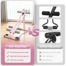 Smart Timing Fitness Ab Machine, Accurate And Efficient Ab Workout Equipment For Home Gym, Height Adjustable Ab Trainer, Foldable Convenient Storage Fitness Equipment Max 440lbs With LCD Display - Pink-monorail - View 8