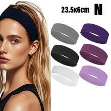 6pcs Women's Multi-Color Solid Color Sports Sweat-Absorption Headband, Running Fitness Hair Band For Protecting Forehead Casual Yoga Headband Pack Set For Women Men In Black White Grey Brown Sport Headband Pack For Women Men Athletic Hairband In Black White Grey Brown Navy Blue