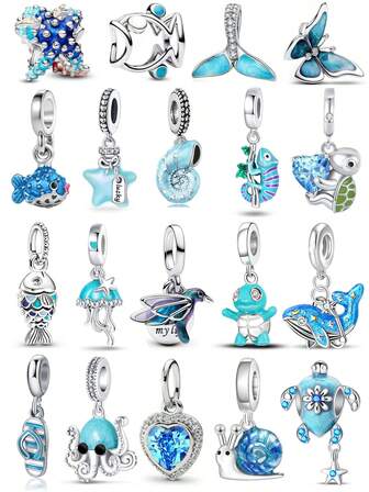 1pc Fashionable & Minimalist Multi-Color Optional Ocean Series Charm Bead, Starfish, Conch, Jellyfish, Octopus, Turtle, Whale, Small Fish, Etc. Pendants. For Matching Beaded Bracelets, Pendant Bracelets, Necklaces, And Keychains For Stylish Wearing.