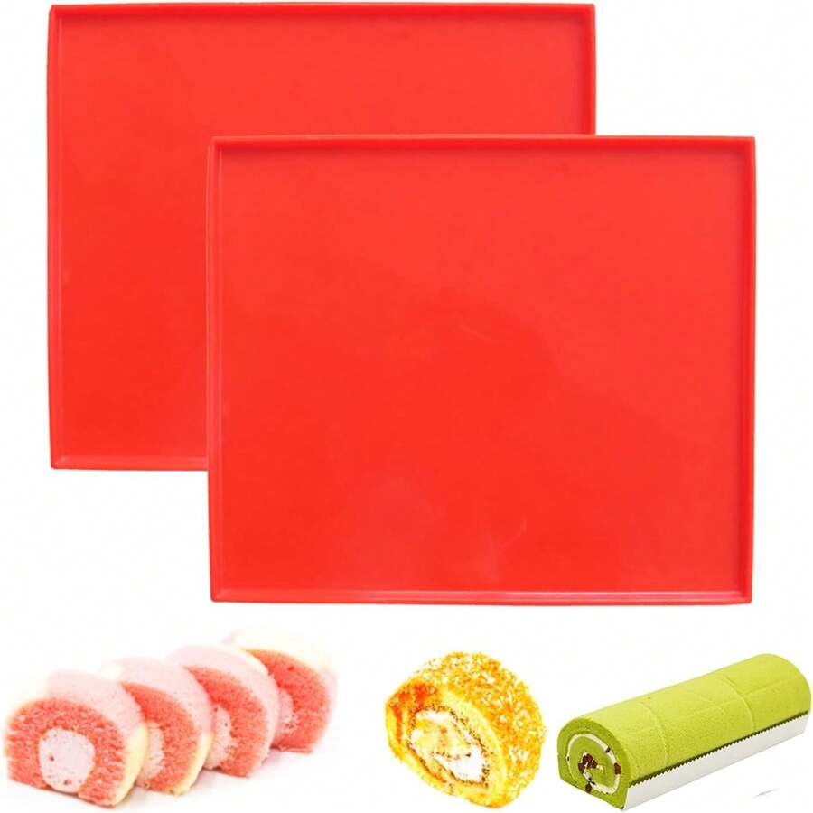 Silicone Swiss Roll Cake Mat - 1pc Silicone Baking Mat, Jelly Roll Pan, Non-Stick Silicone Mat With Lip, Easy To Clean Silicone Pastry Mat, Great For Swiss Roll, Pastry, Jelly - Multicolor - View 1