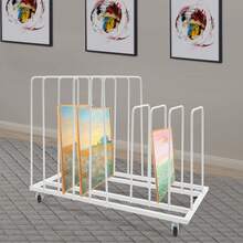 Art Storage Rack With Wheels, Rolling Art Painting Drying Rack 9 Section Metal Storage Stand For Canvas Drawing Boards Panels Prints - White - View 6