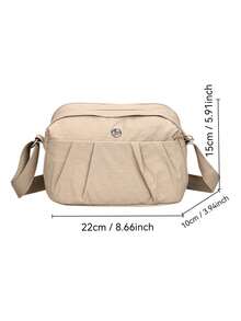 1pc Solid Color Fashionable Minimalist Nylon Zipper Closure Casual Backpack, Handheld & Shoulder Strap, Suitable For Spring, Summer, Autumn, Daily Use, Work, Business, Shopping Pouch - Multicolor - View 11