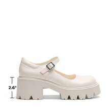 Women's Mary Janes Shoes For Women, Platform Dress Low Heel Chunky Pumps Round Toe Ankle Strap Pumps Shoes Oxfords - 米色 - 查看 5