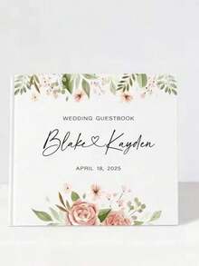 1pc Customized Square Wedding Guest Signature Book, White Blank DIY Photo Album, Elegant Sign-In Book, Party Tabletop Decor Souvenir - Multicolor - View 7